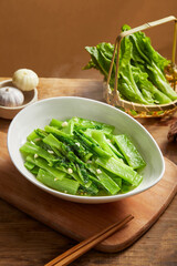 Chinese ordinary family home cooking Chinese food, garlic fried lettuce
