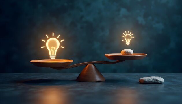 Balance of Ideas: Scales Illuminated by Thought