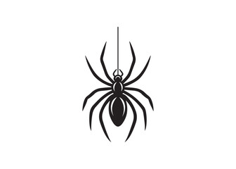 Hanging Spider Silhouette Vector Icon Illustration.