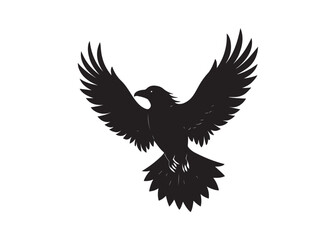Raven Silhouette Vector Illustration Isolated on White Background.