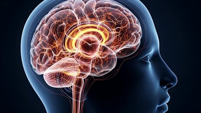 Glowing Limbic System Human Brain Anatomy 3D Render