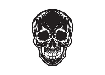 Scary Skull Silhouette Vector Illustration for Halloween Design Projects.