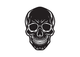 Spooky Skull Silhouette Black Vector for Halloween Designs.