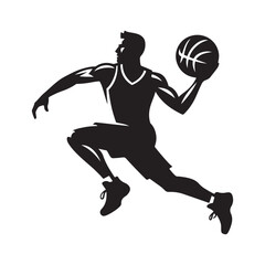 basketball players vector silhouette outline logo design concept illustration