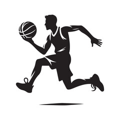 basketball players vector silhouette outline logo design concept illustration