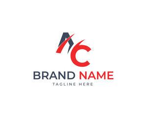 Red and Gray AC Monogram Logo with Swoosh Brand Name Tagline AC logo lettermark
