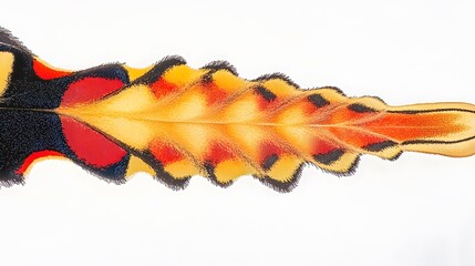 Closeup Butterfly Wing Detail Red Yellow Black Texture