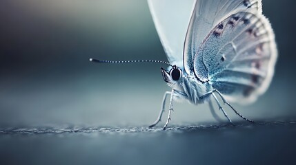 Closeup Macro Photo of a Blue Butterfly on Surface