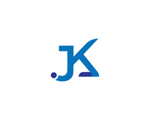 Blue JK Letter Logo with Dot and Geometric Shapes and Text JK logo letter J