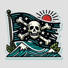 A vector of pirates flag with hand drawing for logo and design