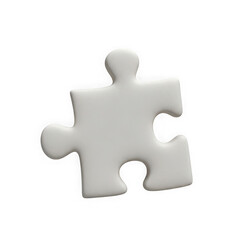Fototapeta premium 3d icon of a single white jigsaw puzzle piece isolated on a transparent background, symbolizing connection and problemsolving