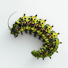 caterpillar insect nature macro larva green butterfly animal leaf yellow bug moth worm plant black with png white background isolated