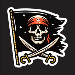 A vector of pirates flag with hand drawing for logo and design