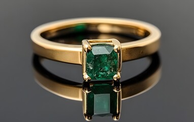 Elegant Gold Ring with Emerald Gemstone Jewelry