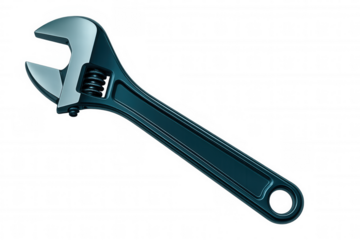 Adjustable wrench isolated on transparent background, ideal for projects related to maintenance, repair, plumbing, and construction