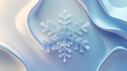 Intricate snowflake icon with glowing icy gradients, abstract crystalline form symbolizing frozen beauty of winter.