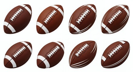 Football Arrangement on White Background
