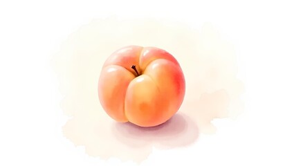 Watercolor peach fruit illustration with soft orange tones, delicate brush texture, and natural minimal style.