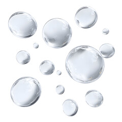 Captivating translucent spheres levitating against a striking black background scene