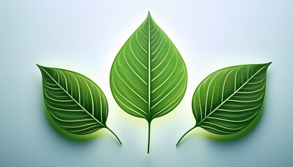 Obraz premium three leaves with outline design representing sustainability and nature