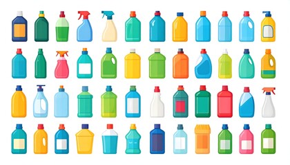 Colorful Plastic Bottles Collection, Various Shapes