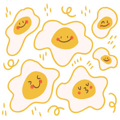 Yellow Egg Doodle Faces Vector Pattern