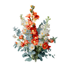 Fototapeta premium Elegant floral arrangement featuring vibrant snapdragons on a contrasting black backdrop