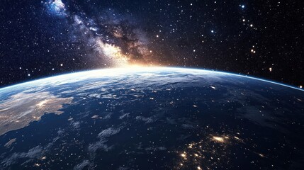 Fototapeta premium Earth from space, Milky Way