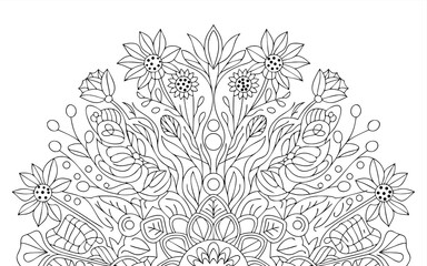 Floral pattern with decorative ornament and elegant design, isolated on white background, showcasing vintage style and artistic elements in a graphic illustration