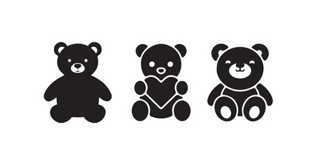 Fototapeta premium Teddy bear silhouette vector set, Cute teddy icon bundle, white teddy bear designs, vector illustration eps 10.