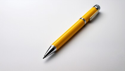 Fototapeta premium pencil on white background yellow ballpoint pen for effective writing