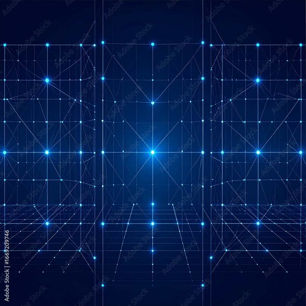 Wall mural abstract digital network cube structure