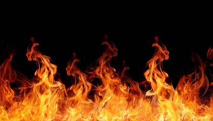 fire border fiery flame border design bright orange and yellow flames create a vibrant hot border isolated on on transparent background