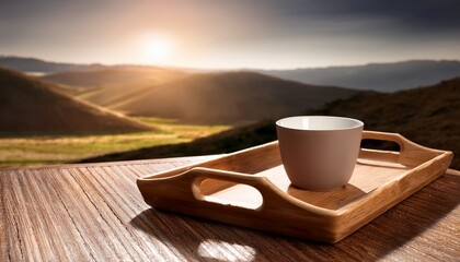 wooden trays and cup still life