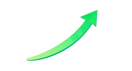 3D Green Upward Arrow on White Background
