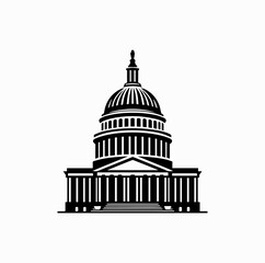 Capitol Building Silhouette – Government and Democracy Symbol Vector