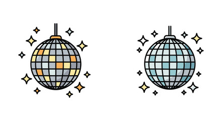 Disco balls with sparkles on white background