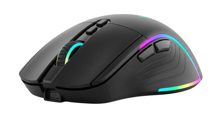 Ergonomic gaming mouse with customizable rgb lighting isolated on transparent background