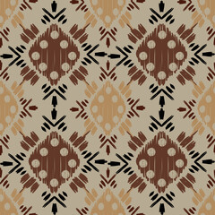 Ikat hand drawn in dark tone , Motif ethnic floral seamless textil, embroidery, print striped ornament floral, pattern, design for wrapping, silk, scarf, background, textile