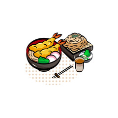 年越しそば｜使える季節行事素材シリーズ(秋)｜ポップなワンポイントイラスト