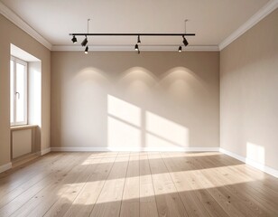 Obraz premium Empty Minimalist Room with Overhead Lighting 