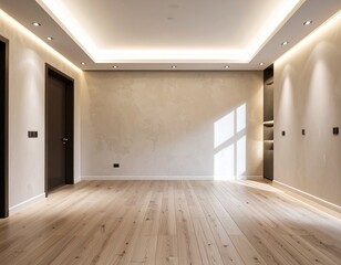 Empty Minimalist Room with Overhead Lighting
