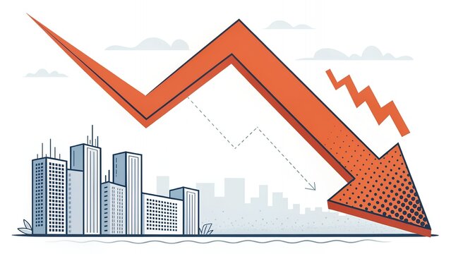 Economic Downturn, Falling Arrow, Crisis Concept