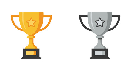 Two trophies with stars on a white background