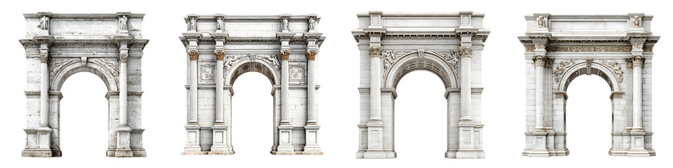 Naklejka premium Watercolor Archways and Gates Set: Architectural Design Elements