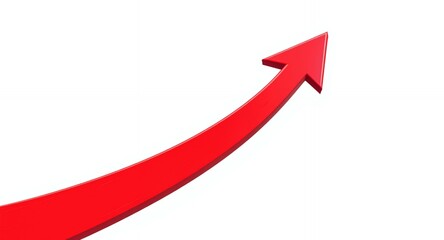 Red Arrow Pointing Upwards on White Background Growth and Success Concept