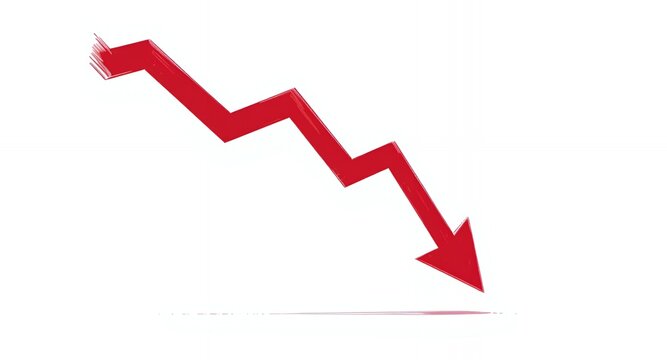 Red arrow pointing downward, financial crisis, stock market, loss