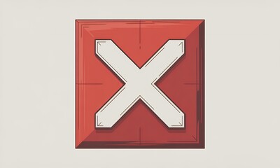 Obraz premium Red X Mark on a White Background, Symbol of Cancellation, Rejection or Error.