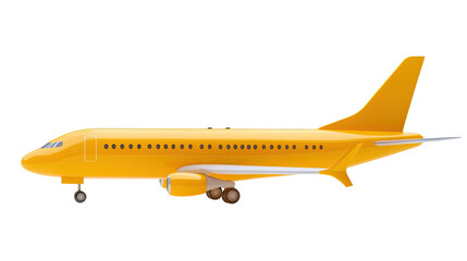 yellow plane 3d rendering on white background