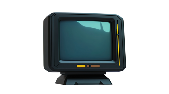 black modern realistic computer monitor on white background